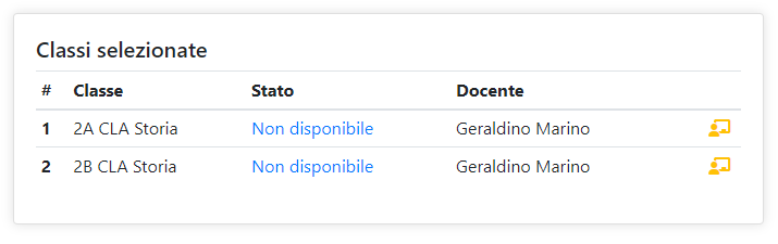 Classi selezionate